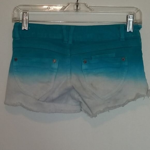 Jolt Short Shorts Jean Teal White Cotton Denim Ombre Juniors WOMEN'S WOMAN'S 0 - Picture 3 of 9